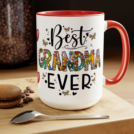 BEST GRANDMA EVER - Two-Tone Coffee Mug - 15oz - 5 Color Options