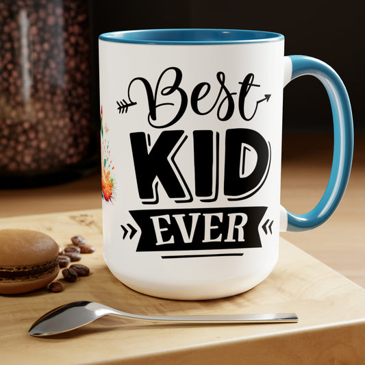 BEST KID EVER - Two-Tone Coffee Mug - 15oz - 5 Color Options