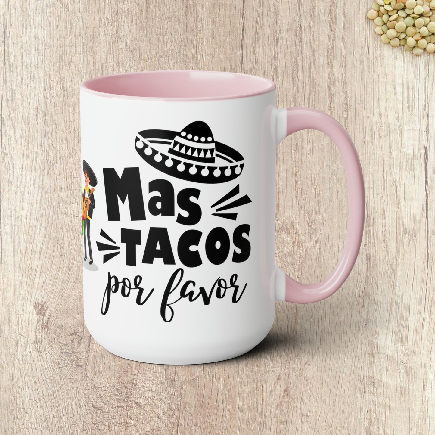 MAS TACOS POR FAVOR - Two-Tone Coffee Mug - 15oz - 5 Color Options