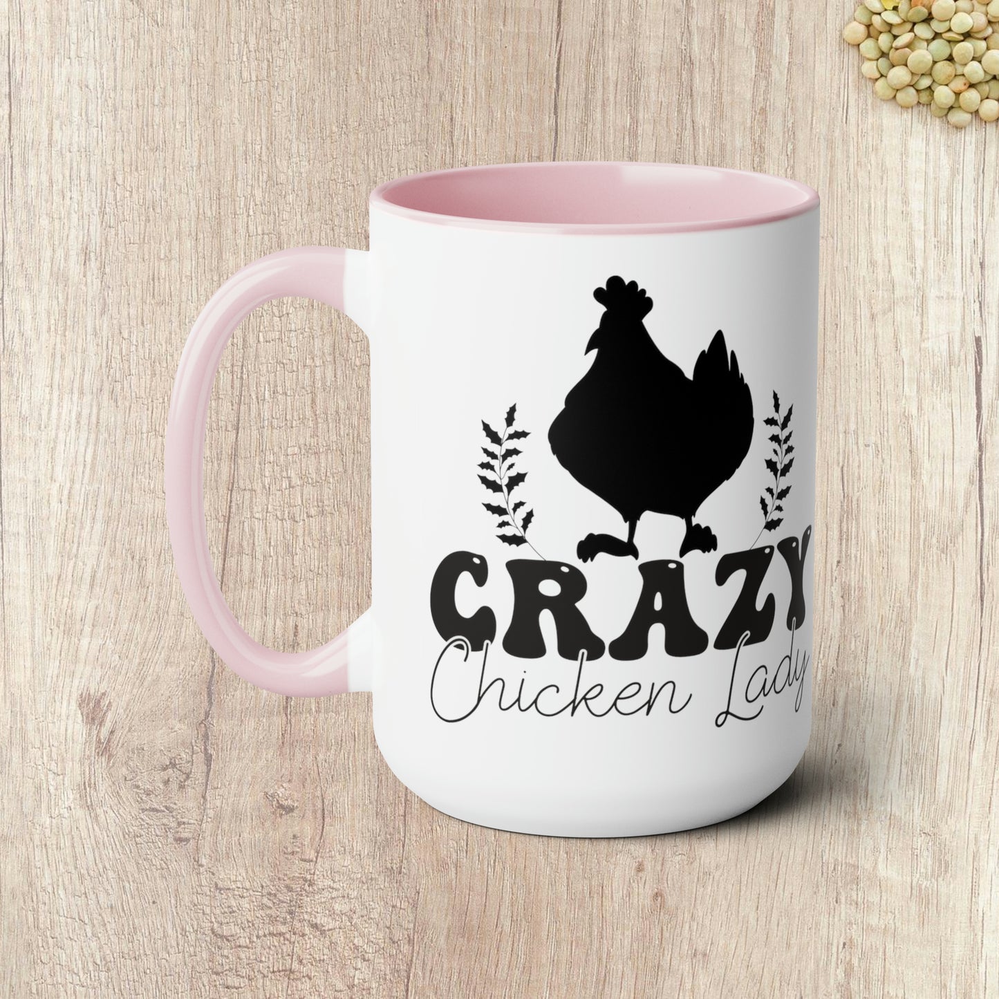 CRAZY CHICKEN LADY  - Two-Tone Coffee Mug - 15oz - 5 Color Options