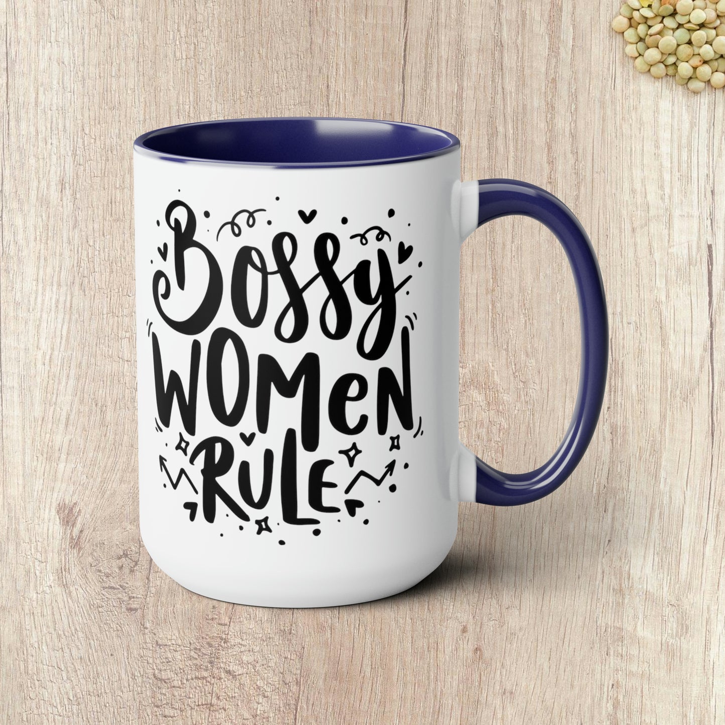 BOSSY WOMEN RULE  - Two-Tone Coffee Mug - 15oz - 5 Color Options