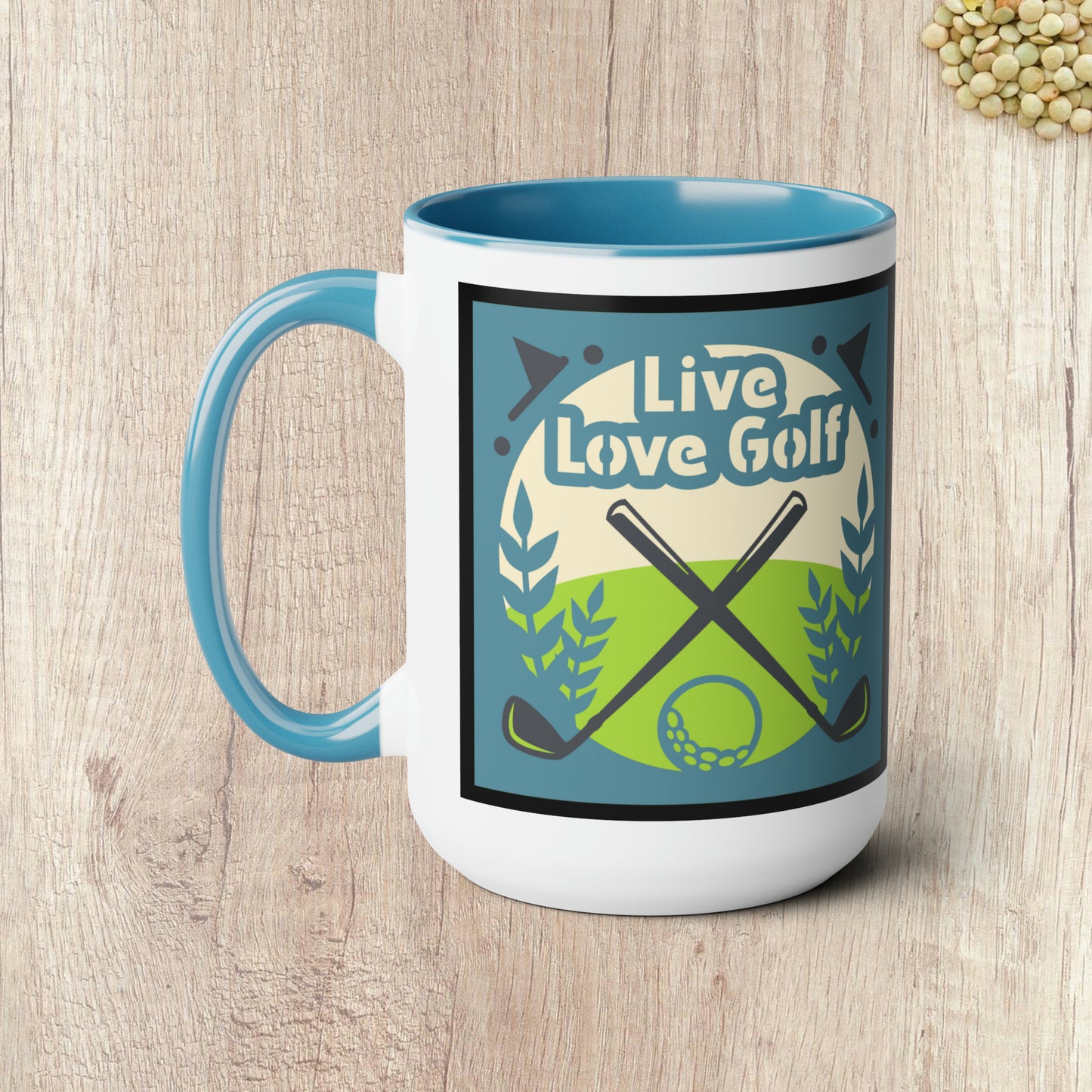 THE OLDER I GET THE HARDER IT IS TO FIND MY BALLS - LIVE LOVE GOLF  - Two-Tone Coffee Mug - 15oz - 5 Color Options