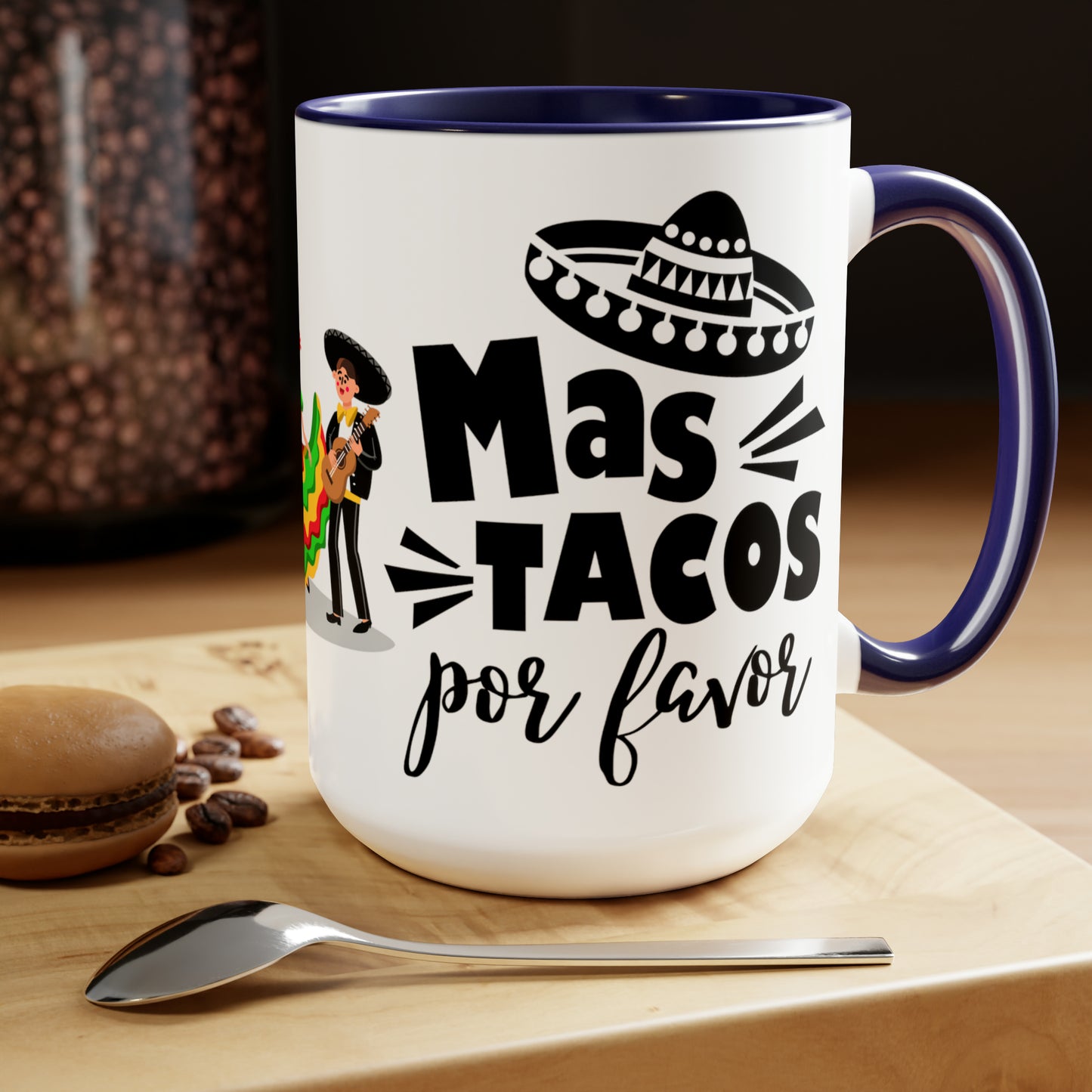 MAS TACOS POR FAVOR - Two-Tone Coffee Mug - 15oz - 5 Color Options