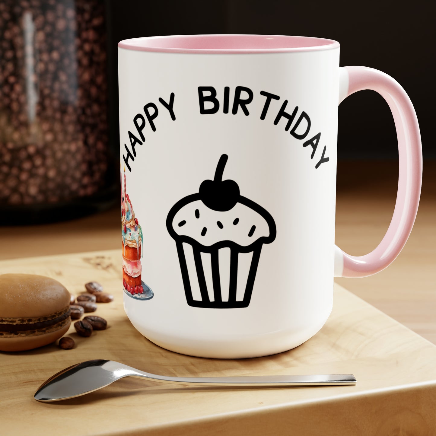 HAPPY BIRTHDAY  - Two-Tone Coffee Mug - 15oz - 5 Color Options