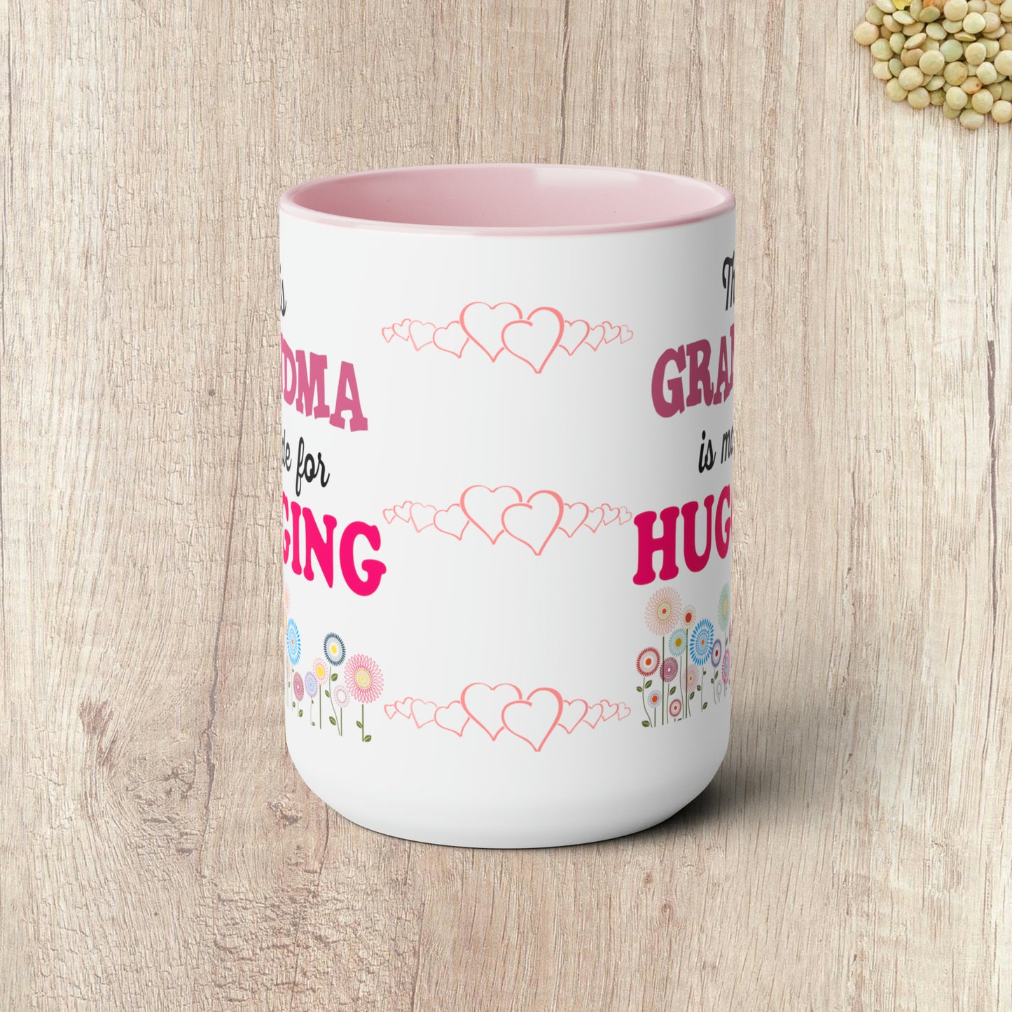 THIS GRANDMA IS MADE FOR HUGGING  - Two-Tone Coffee Mug - 15oz - 5 Color Options