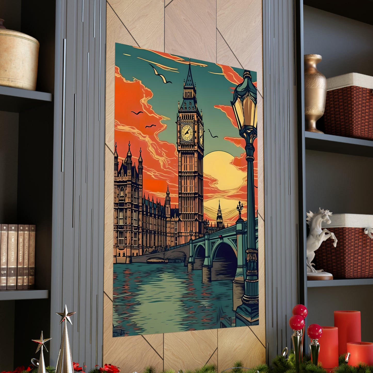 Big Ben - London Sunset - Vintage Travel Graphic - Museum Quality Poster