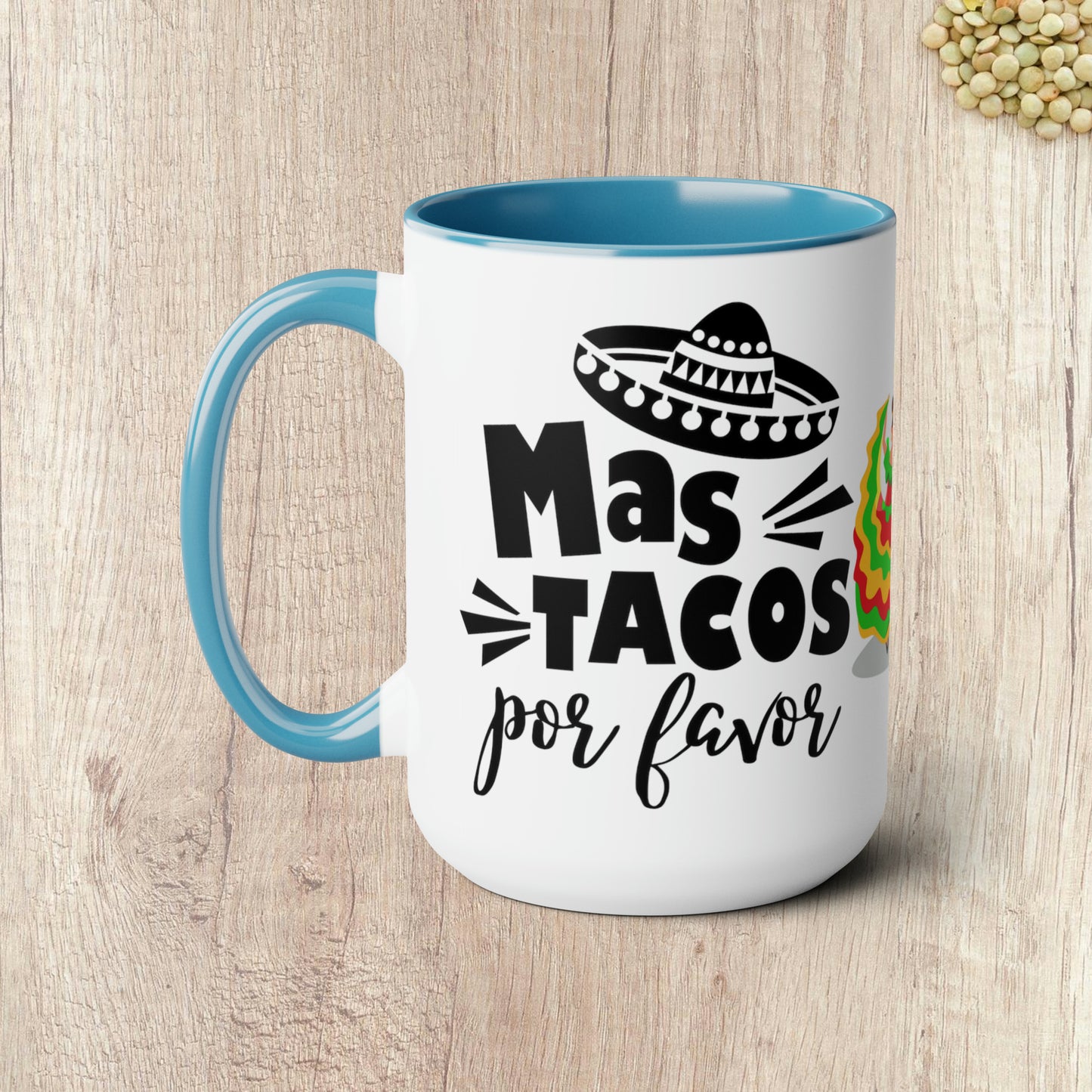 MAS TACOS POR FAVOR - Two-Tone Coffee Mug - 15oz - 5 Color Options