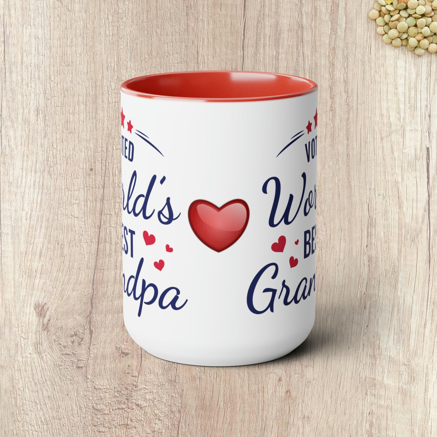 VOTED WORLD'S BEST GRANDPA - Two-Tone Coffee Mug - 15oz - 5 Color Options