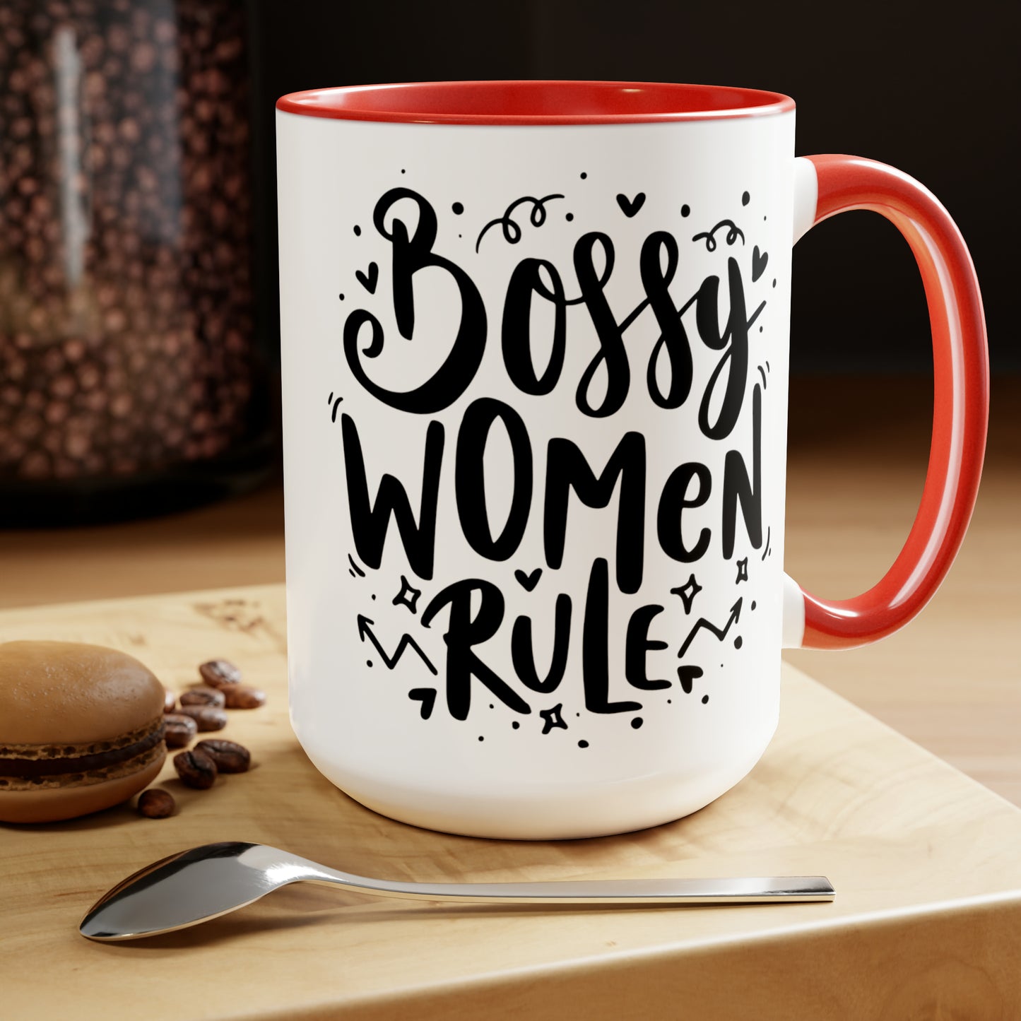 BOSSY WOMEN RULE  - Two-Tone Coffee Mug - 15oz - 5 Color Options