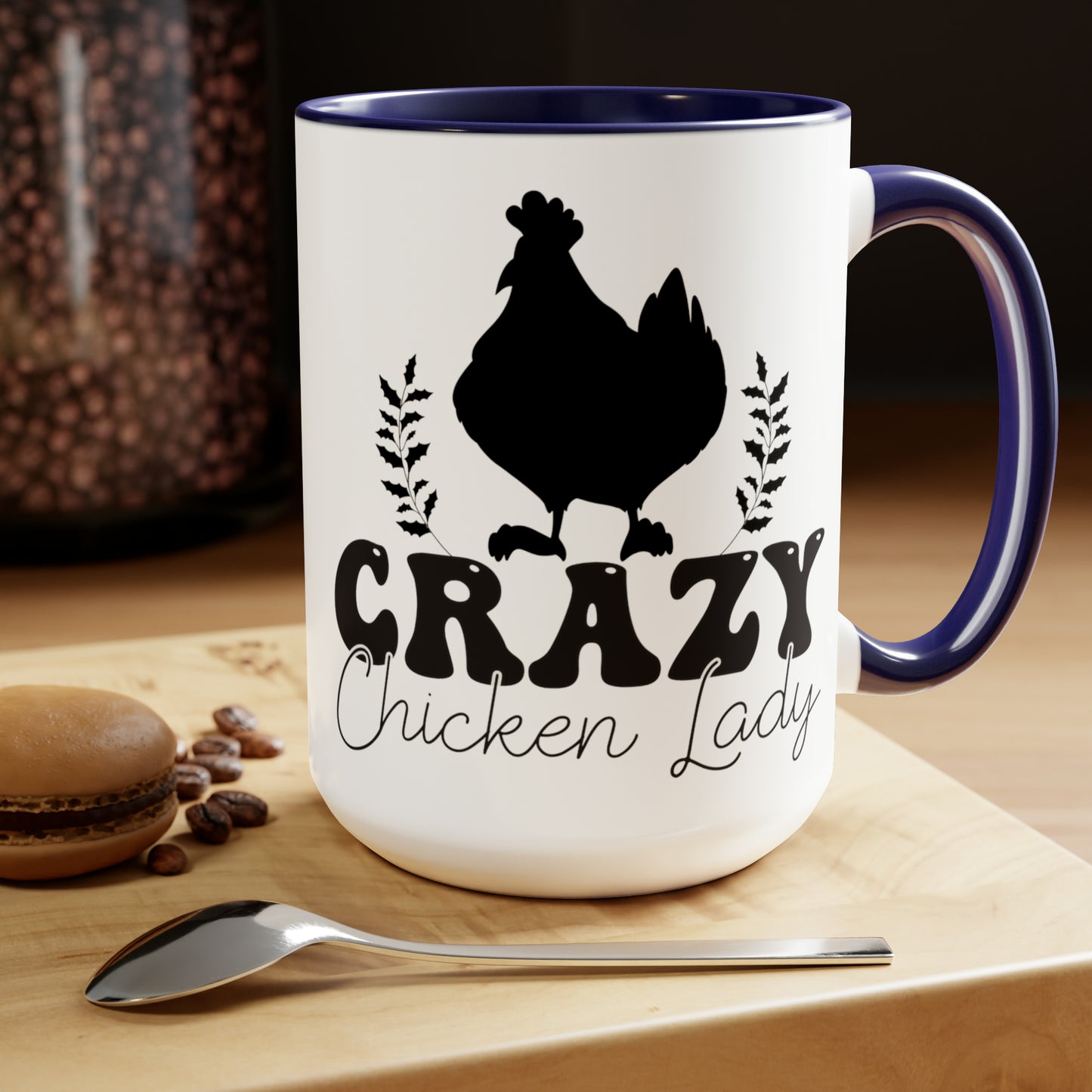 CRAZY CHICKEN LADY  - Two-Tone Coffee Mug - 15oz - 5 Color Options