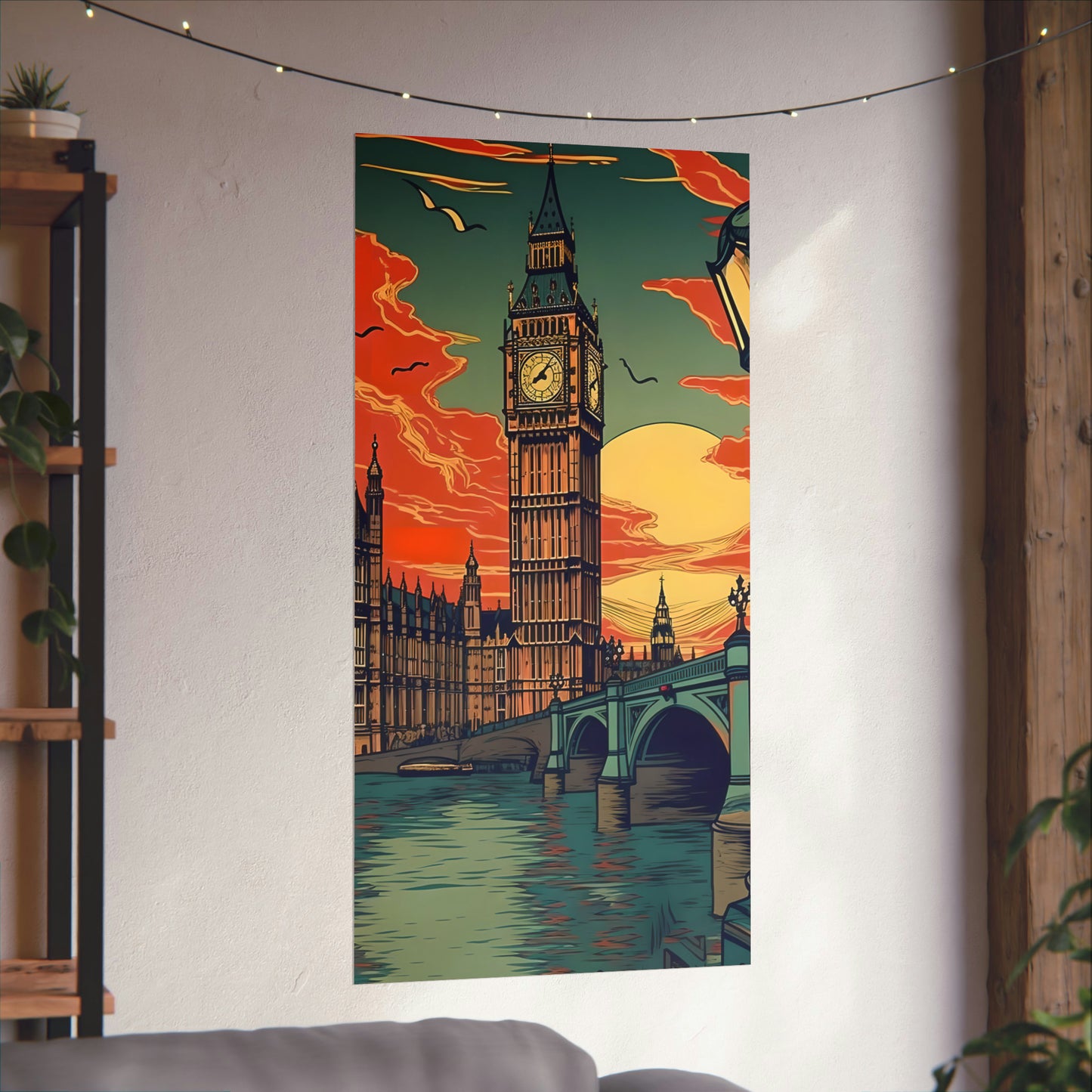 Big Ben - London Sunset - Vintage Travel Graphic - Museum Quality Poster