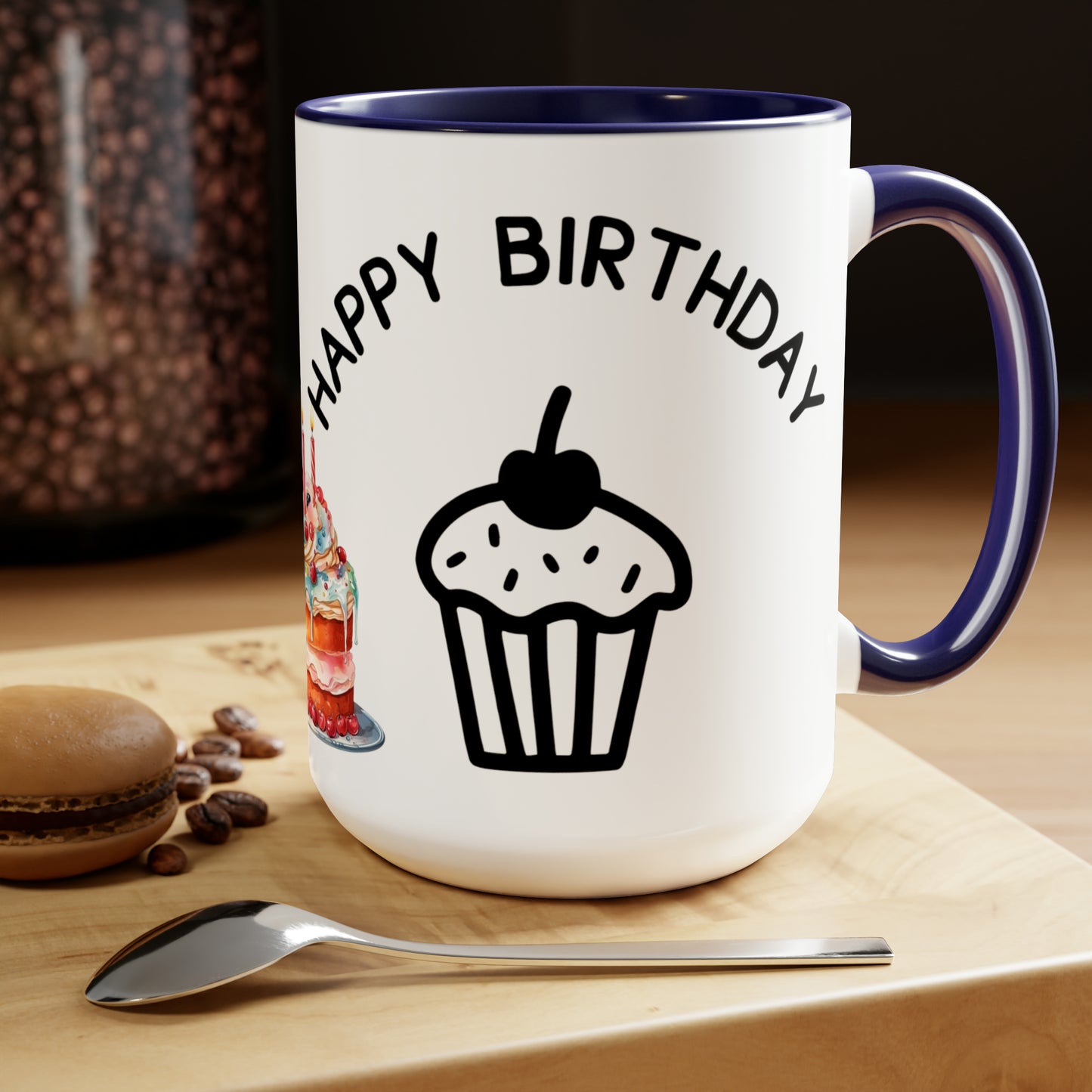 HAPPY BIRTHDAY  - Two-Tone Coffee Mug - 15oz - 5 Color Options