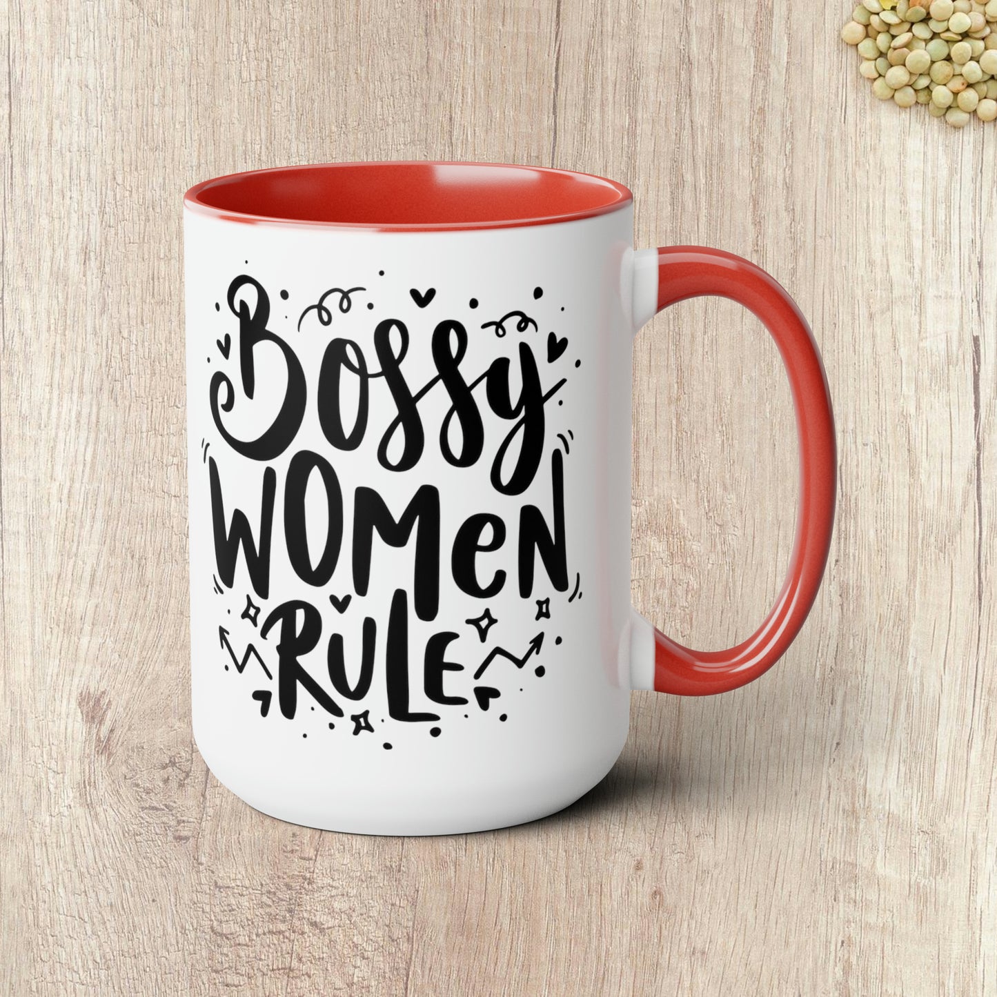 BOSSY WOMEN RULE  - Two-Tone Coffee Mug - 15oz - 5 Color Options