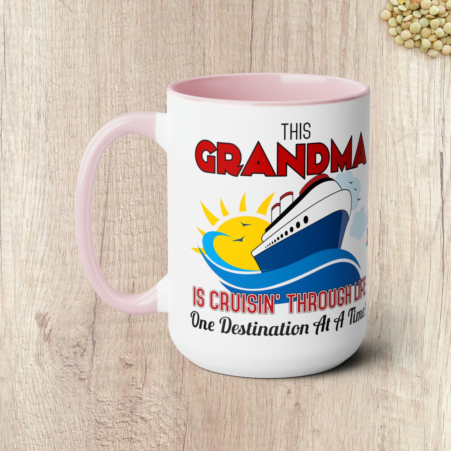 THIS GRANDMA IS CRUISIN THROUGH LIFE  - Two-Tone Coffee Mug - 15oz - 5 Color Options