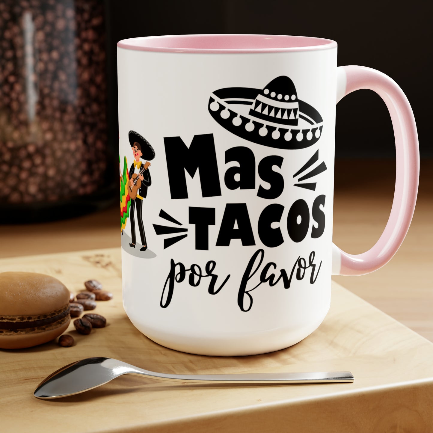 MAS TACOS POR FAVOR - Two-Tone Coffee Mug - 15oz - 5 Color Options