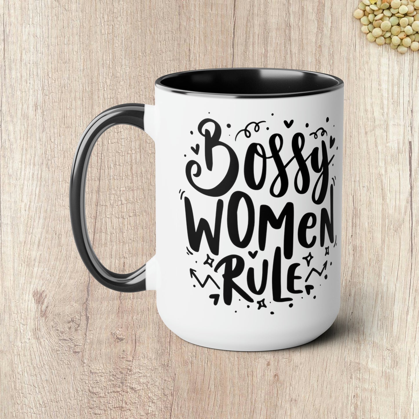 BOSSY WOMEN RULE  - Two-Tone Coffee Mug - 15oz - 5 Color Options