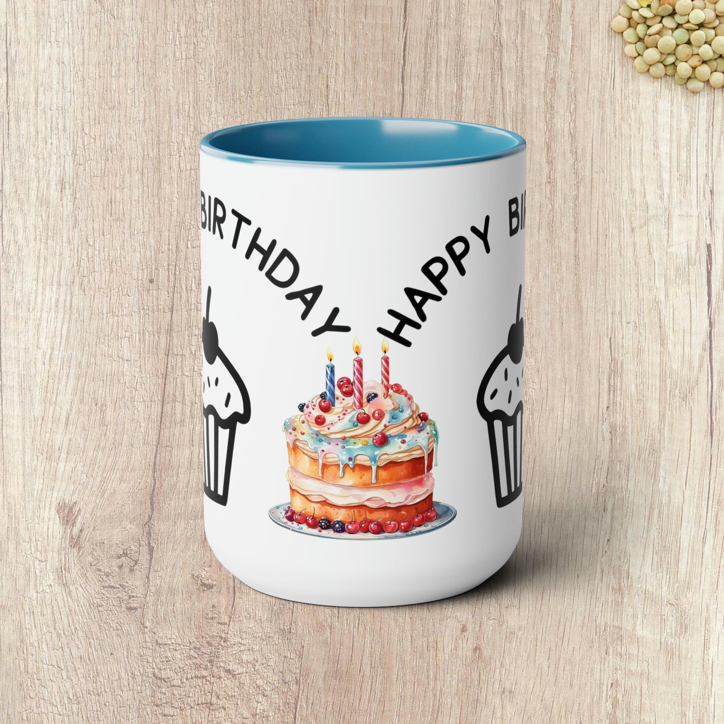 HAPPY BIRTHDAY  - Two-Tone Coffee Mug - 15oz - 5 Color Options