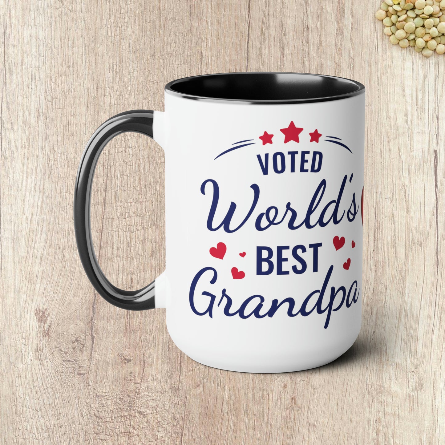 VOTED WORLD'S BEST GRANDPA - Two-Tone Coffee Mug - 15oz - 5 Color Options