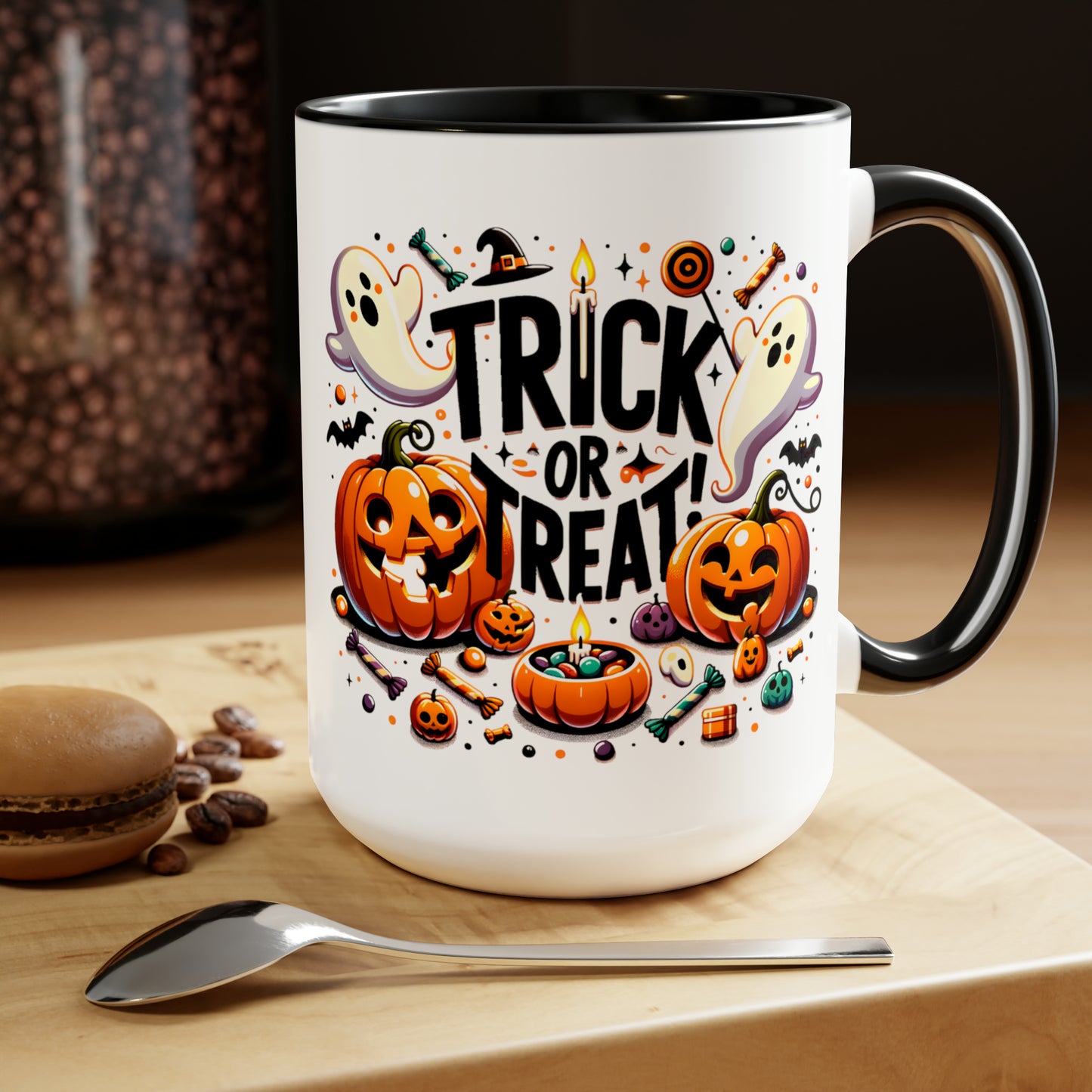 TRICK OR TREAT - Two-Tone Coffee Mug - 15oz - 5 Color Options