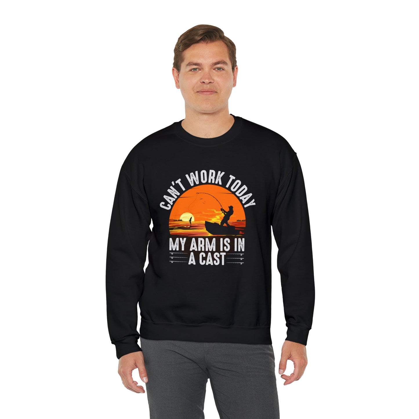 CAN'T WORK TODAY MY ARM IS IN A CAST - Heavy Blend™ Crewneck Sweatshirt - 6 Colors - Sizes to 3XL