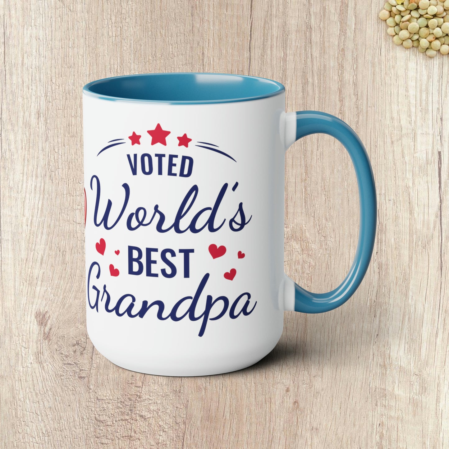 VOTED WORLD'S BEST GRANDPA - Two-Tone Coffee Mug - 15oz - 5 Color Options