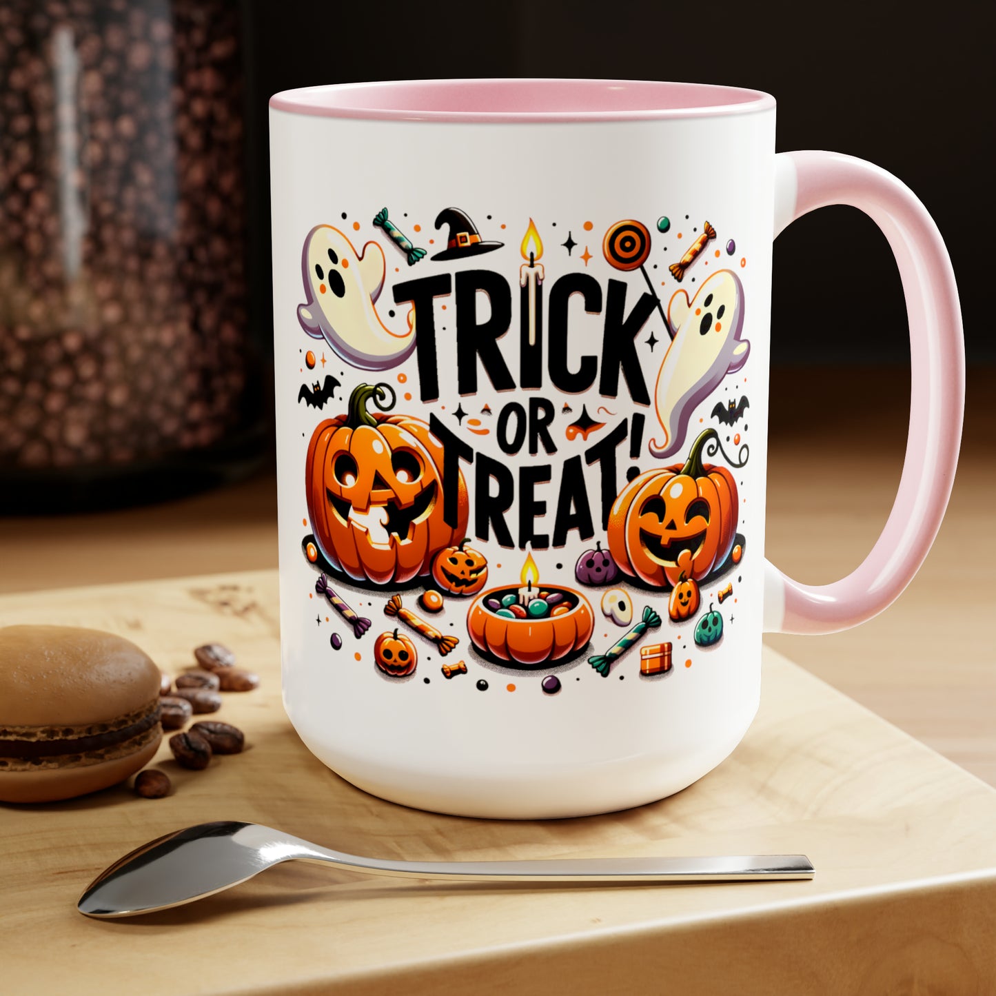 TRICK OR TREAT - Two-Tone Coffee Mug - 15oz - 5 Color Options