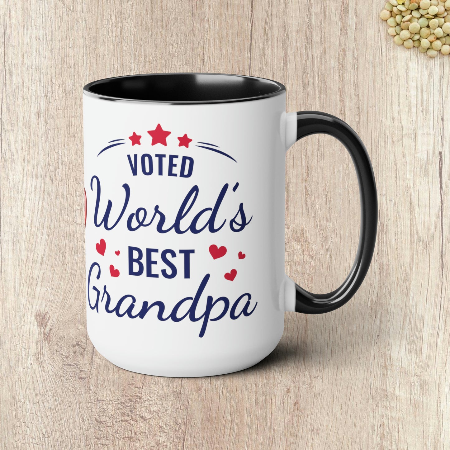 VOTED WORLD'S BEST GRANDPA - Two-Tone Coffee Mug - 15oz - 5 Color Options