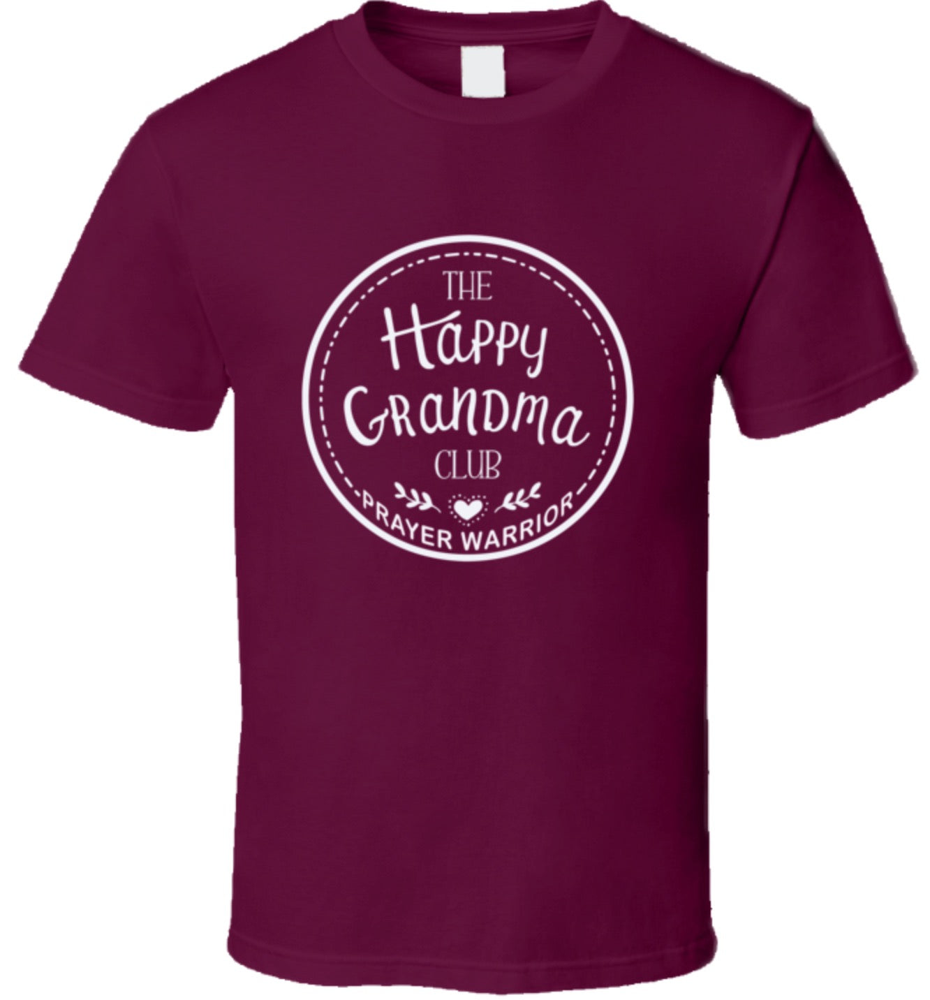 The Official Happy Grandma Club - Prayer Warrior - Burgundy T Shirt - Small to 3XL