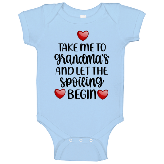 Take Me To Grandma's - Blue, Pink or White - Baby Bodysuit!