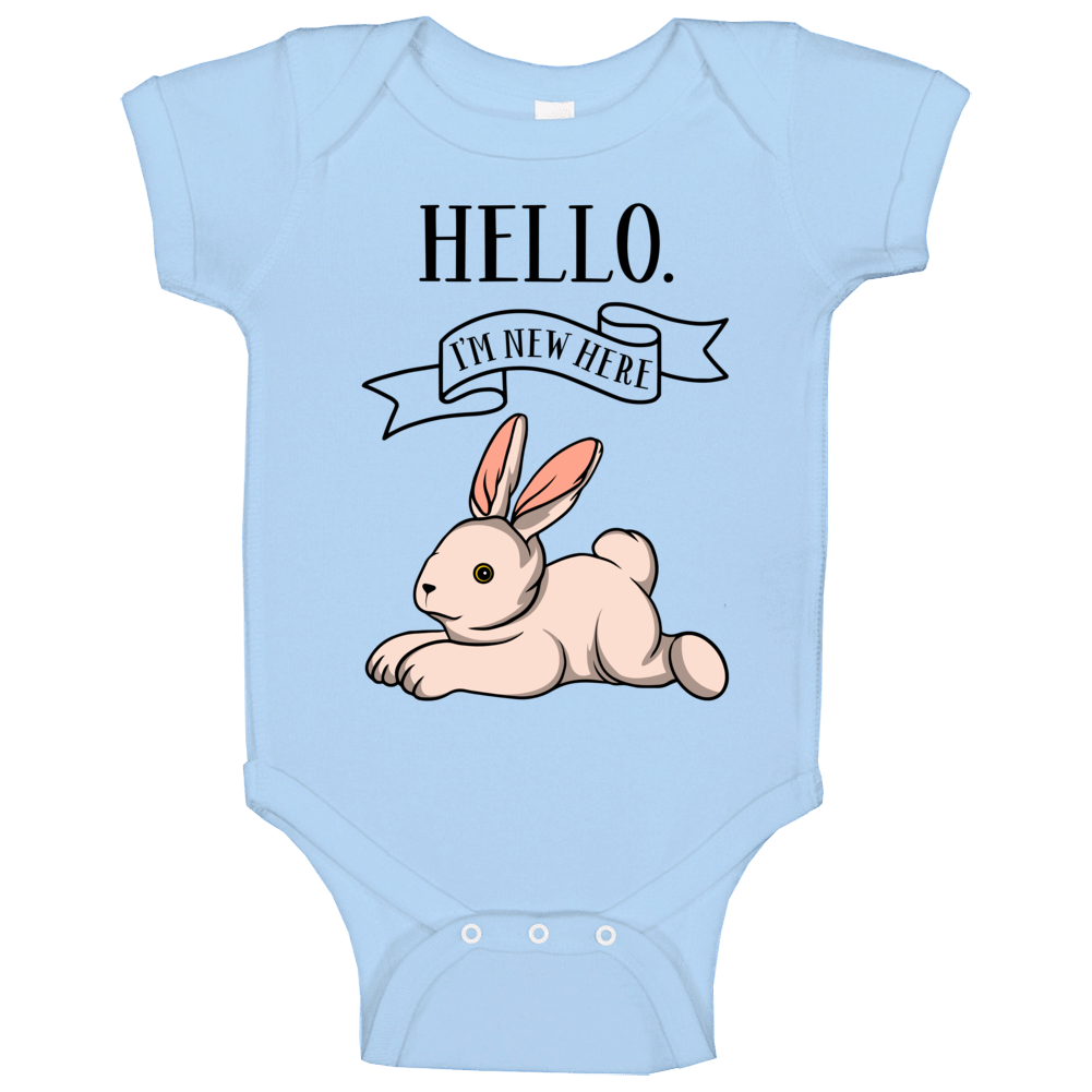 Hello I'm New Here - Rabbit - Blue, Pink or White - Baby Bodysuit!