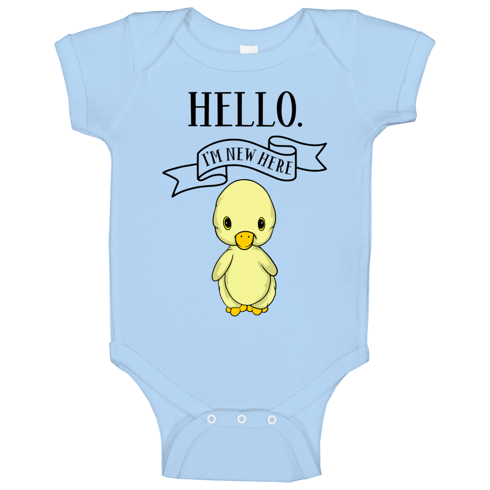 Hello I'm New Here - Duck -  Pink, White or Blue - Baby Bodysuit!