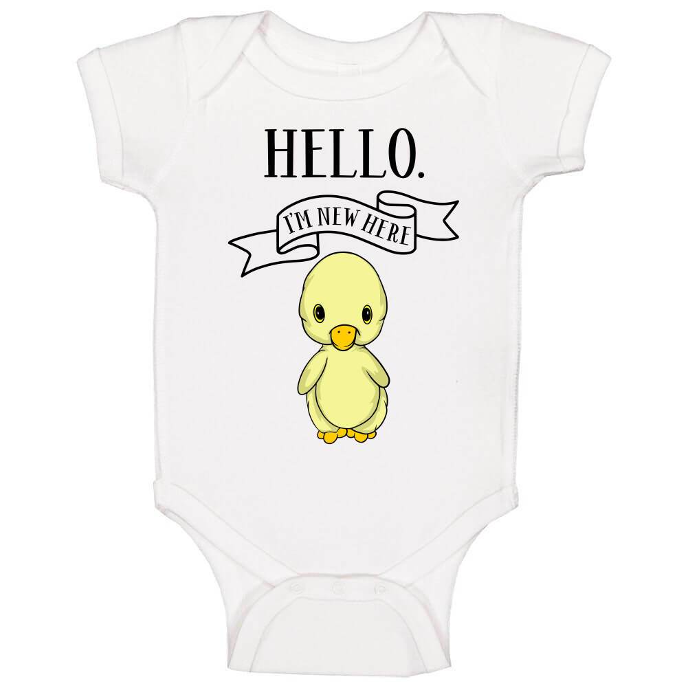 Hello I'm New Here - Duck -  Pink, White or Blue - Baby Bodysuit!