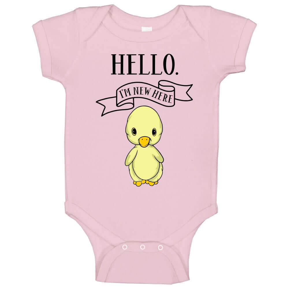 Hello I'm New Here - Duck -  Pink, White or Blue - Baby Bodysuit!