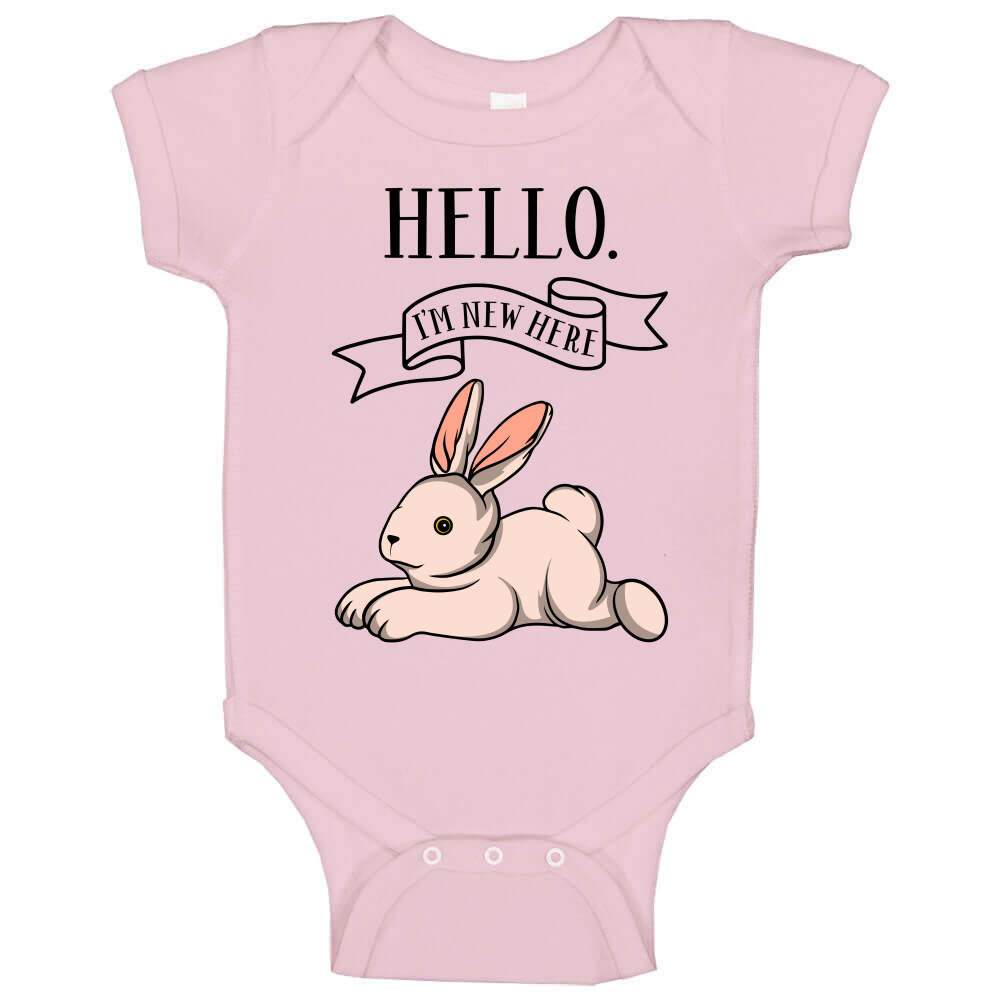 Hello I'm New Here - Rabbit - Blue, Pink or White - Baby Bodysuit!